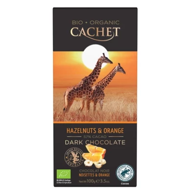 Cachet Ét tábla narancs-mogyoró 55% bió 90g