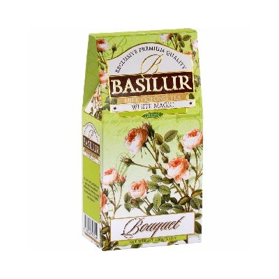 Basilur Bouquet White Magic zöld tea papírdobozban.