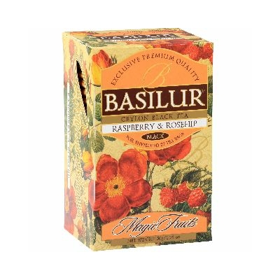 Basilur Magic Fruits Málna Csipkebogyó fekete tea papírdobozban. 25 filter