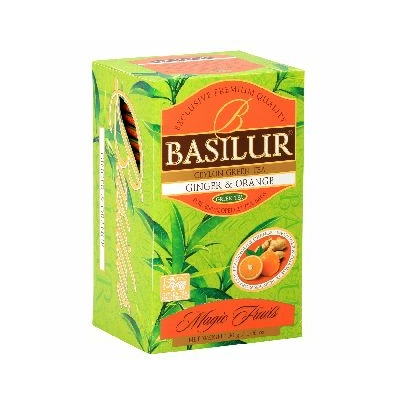 Basilur Magic Fruits Gyömbér Narancs Zöld tea papírdobozban, 25 filter