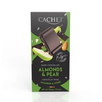 Cachet Ét tábla 57% körte - mandula 100g