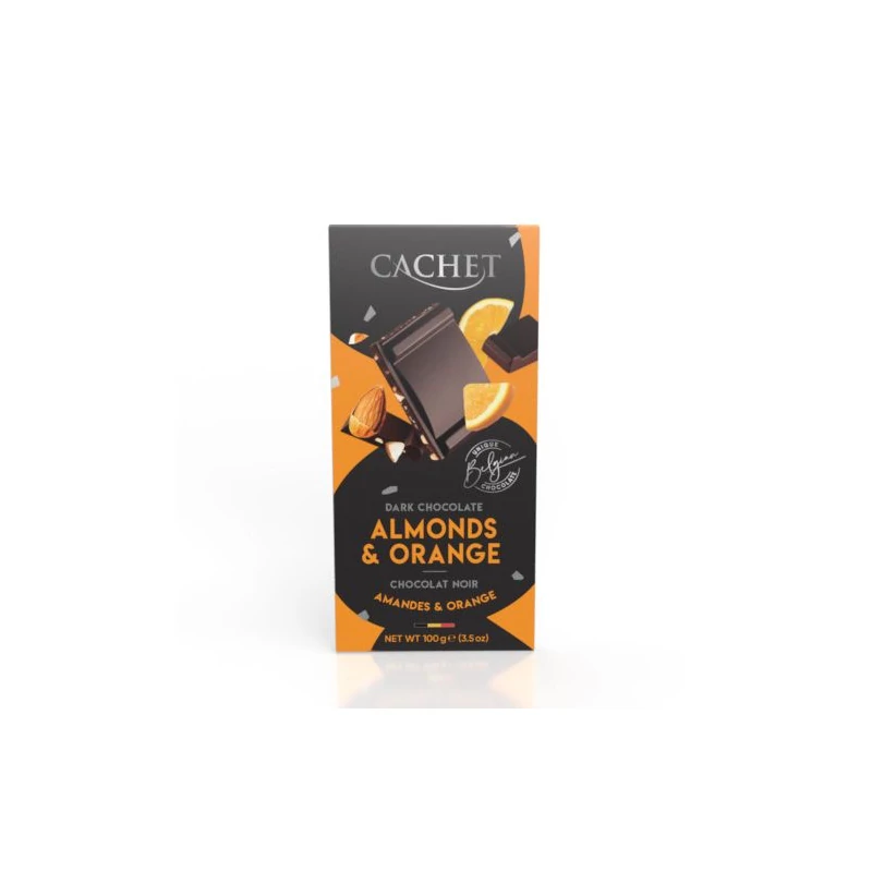 Cachet Ét tábla 57% narancs - mandula 100g