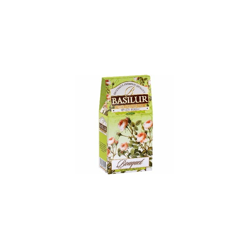 Basilur Bouquet White Magic zöld tea papírdobozban.