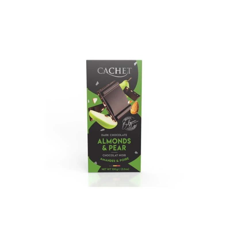 Cachet Ét tábla 57% körte - mandula 100g